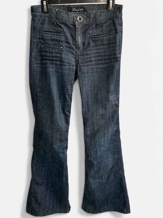 Level 99 Denim - Level 99 Flare Jeans Size 27 Dark Wash Mid Rise Boho